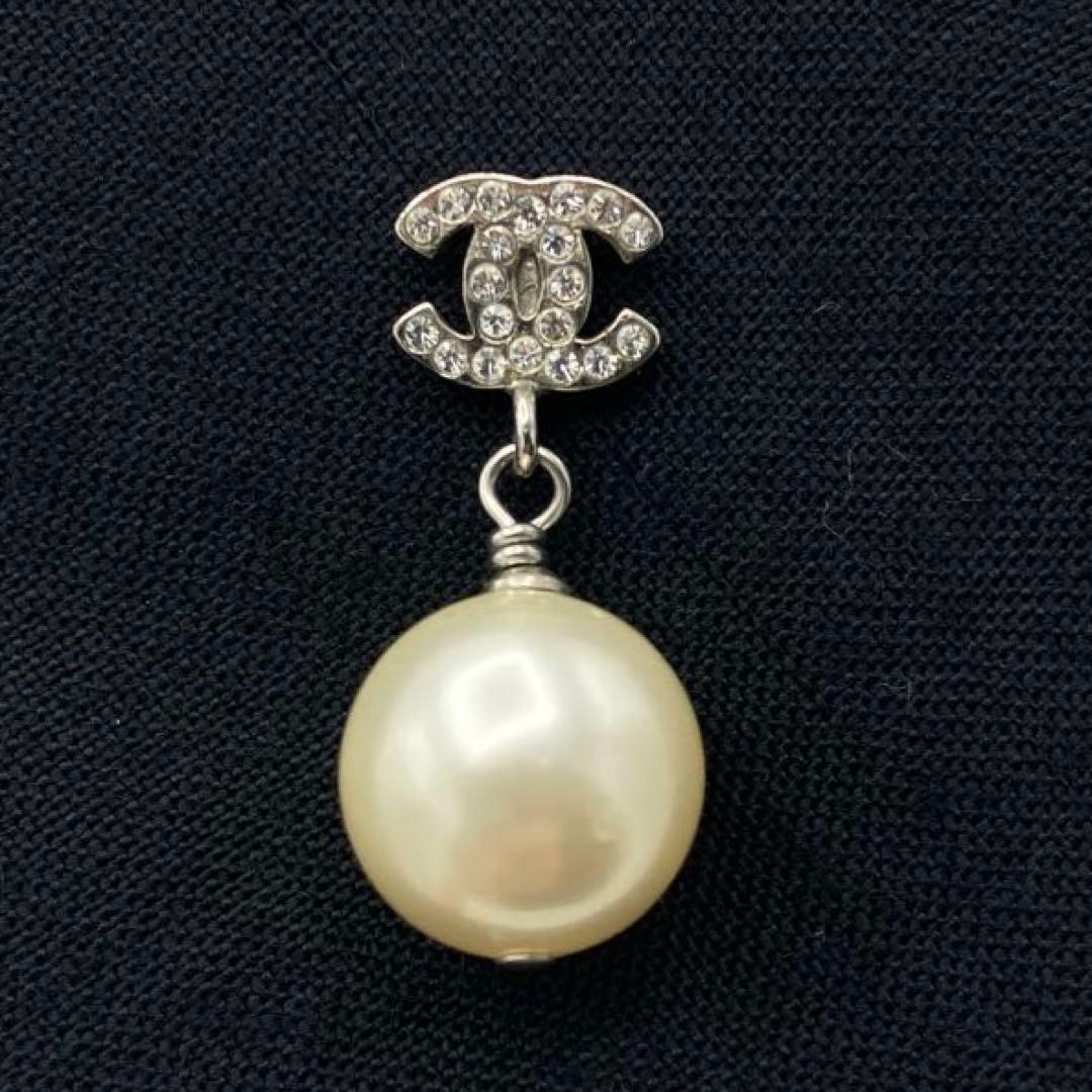 CHANEL ココマーク ラインストーン 07 A フェイクパール 片耳ピアス