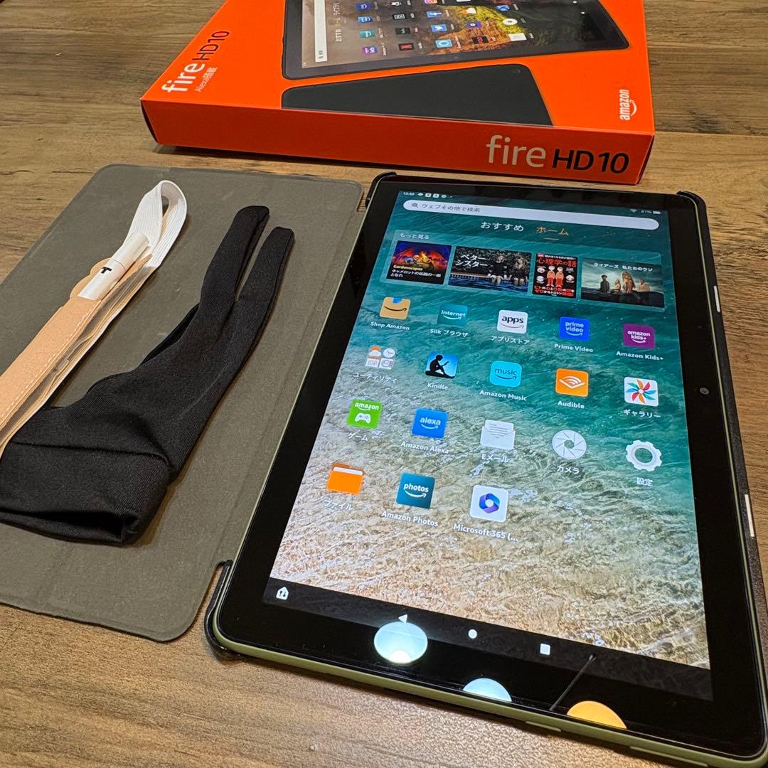 Fire HD 10 タブレット 10.1 本体 32GB オリーブ カバー付き