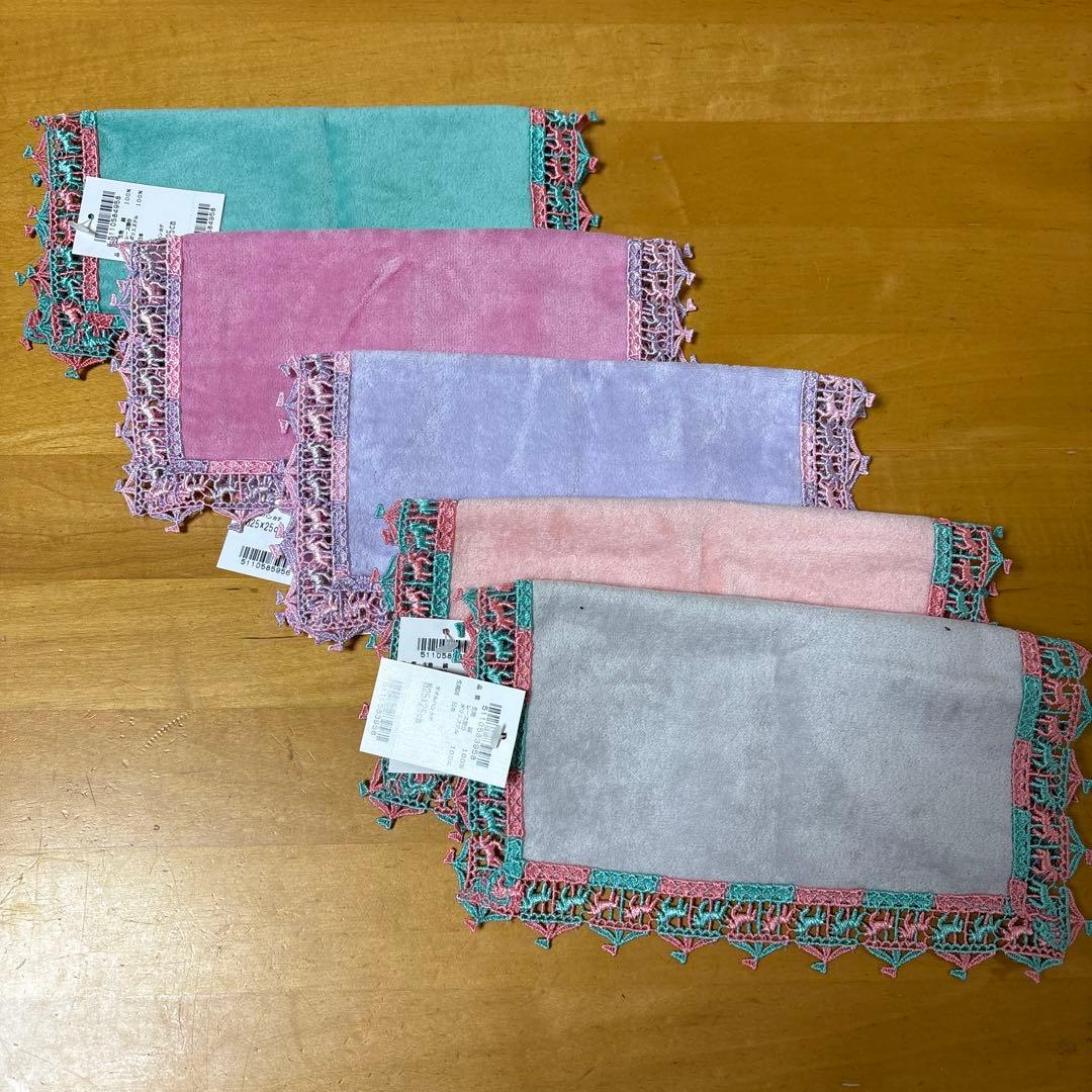 新品未使用　近沢レース　メリーゴーランド　タオルハンカチ 5枚セット