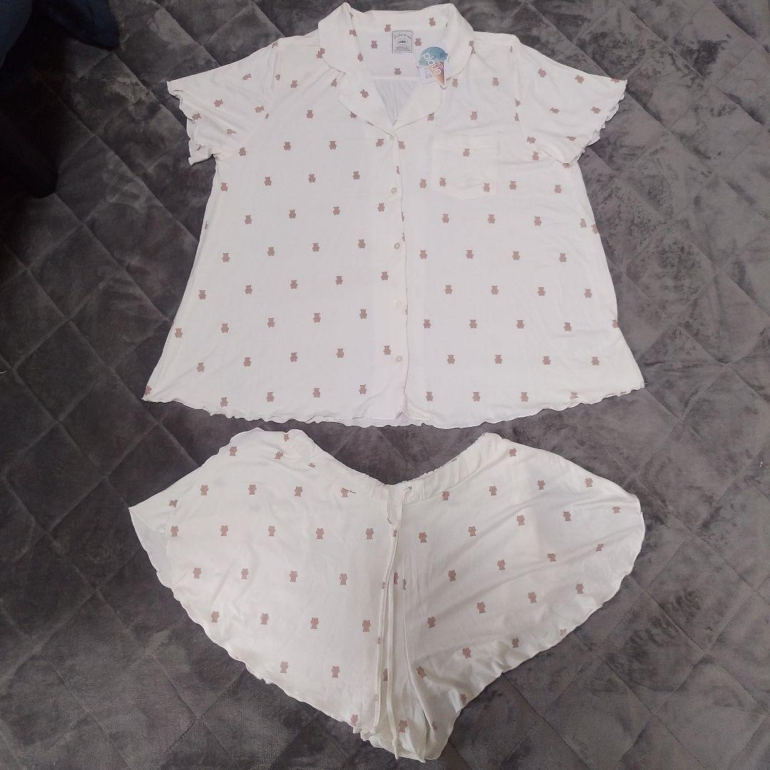 ジェラートピケ ベアモチーフシャツ＆ショートパンツセットアップ