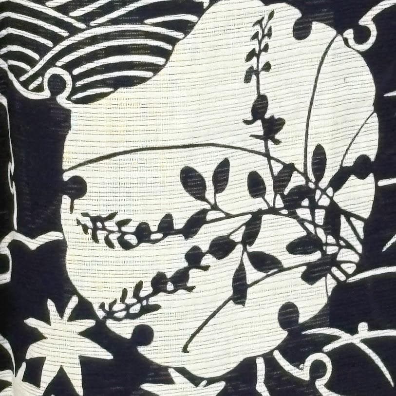 ゆりのはな　未使用品　綿絽　浴衣　竺仙風　雪輪に花柄　綿　仕立て上がり　G402