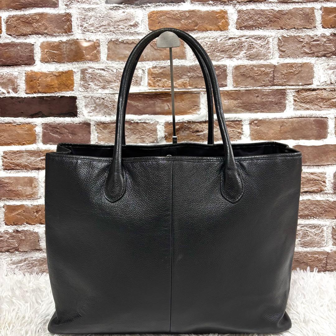 ✨美品✨ユナイテッドアローズ トートバッグ シボ 本革 黒 A4可 大容量 通勤