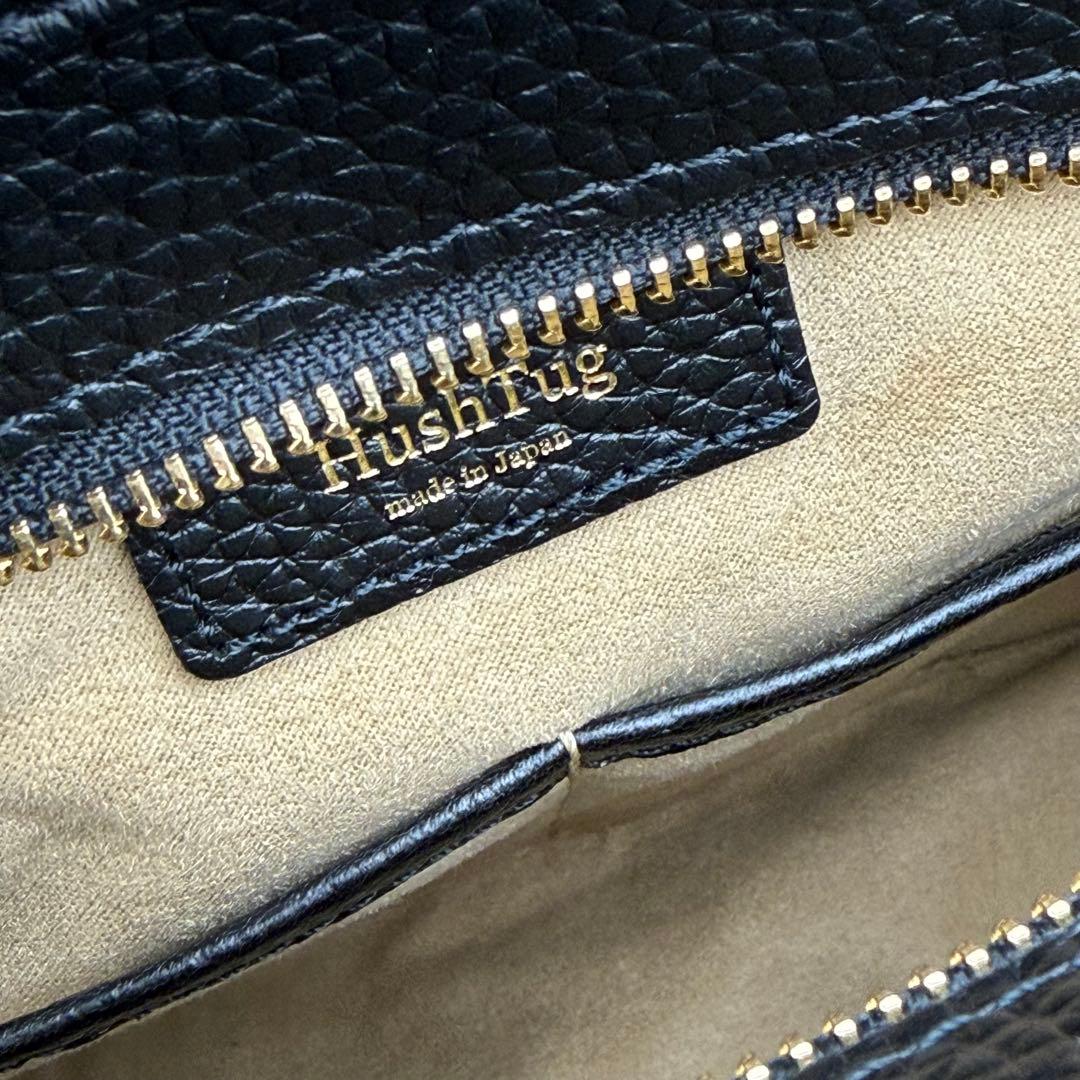 【極美品】HushTug ハッシュタグ ジップミニトート ブラック シボ革