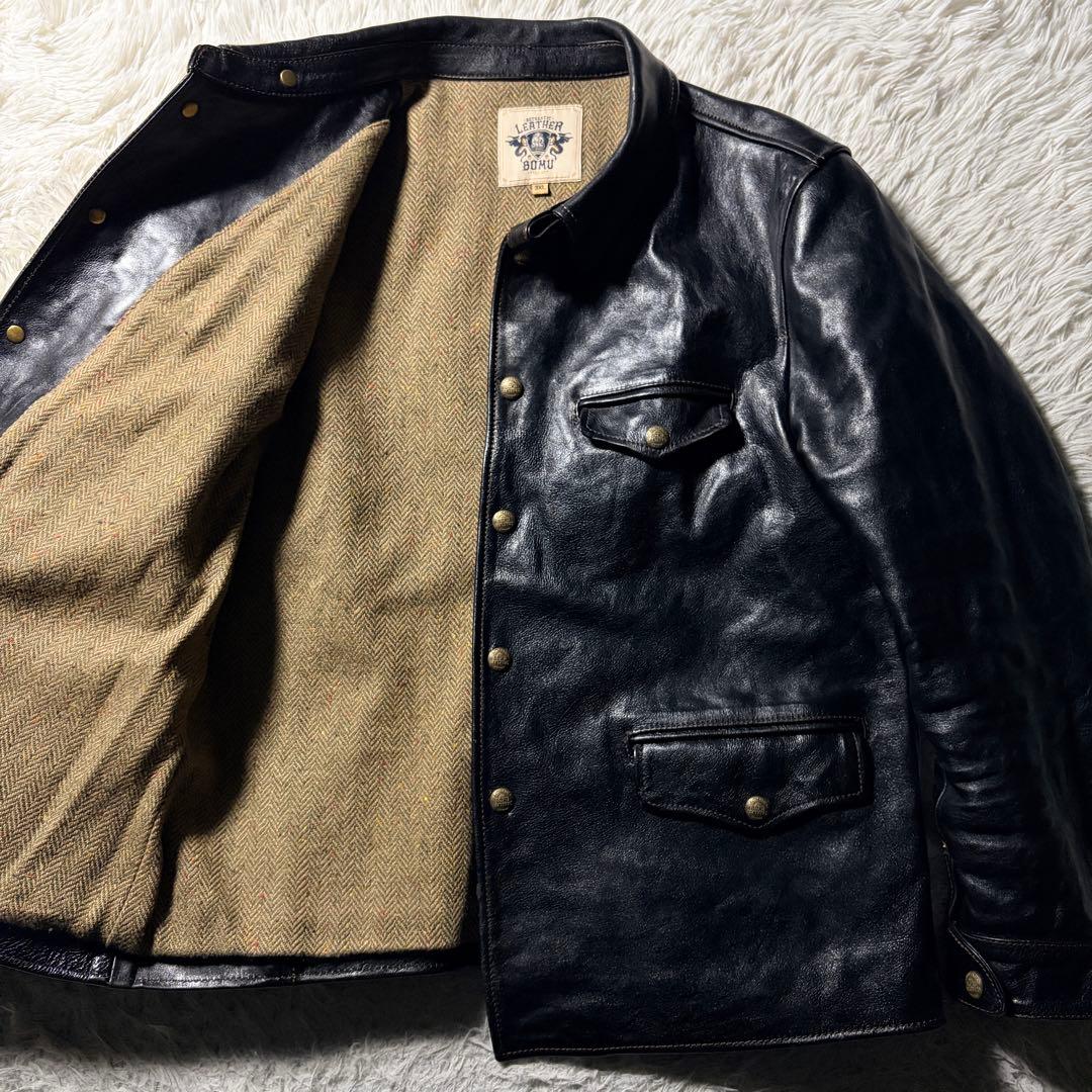 ア*キ様 【所ジョージ着用】LEATHER BOMU レザージャケット　馬革　黒