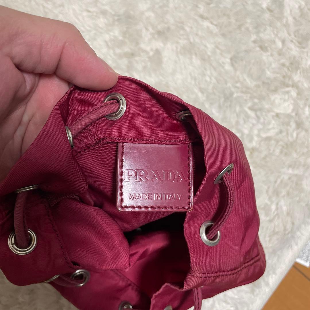 PRADA バーガンディ ドローストリングバッグ