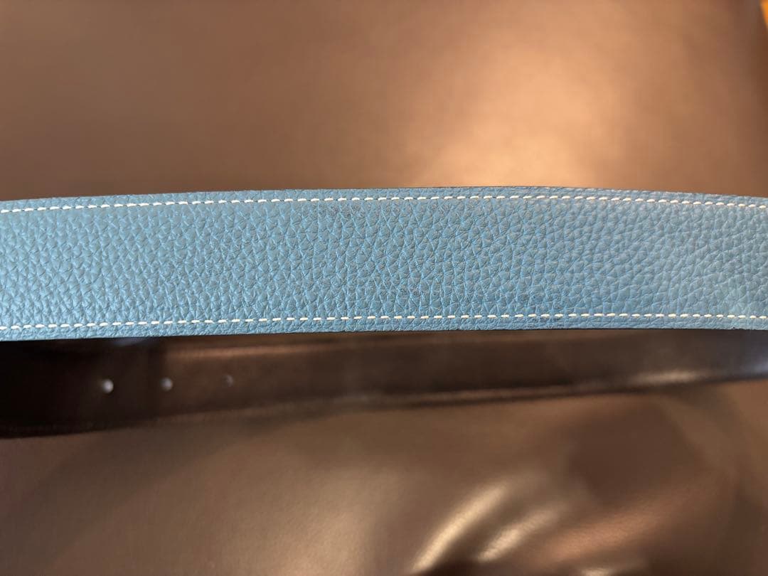 【Yuji Koyama様限定】エルメス青レザーベルト メンズ ゴールドバックル