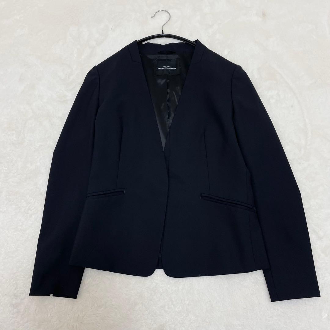 【美品】グリーンレーベルリラクシング パンツスーツ 濃紺 ブラック 38サイズ