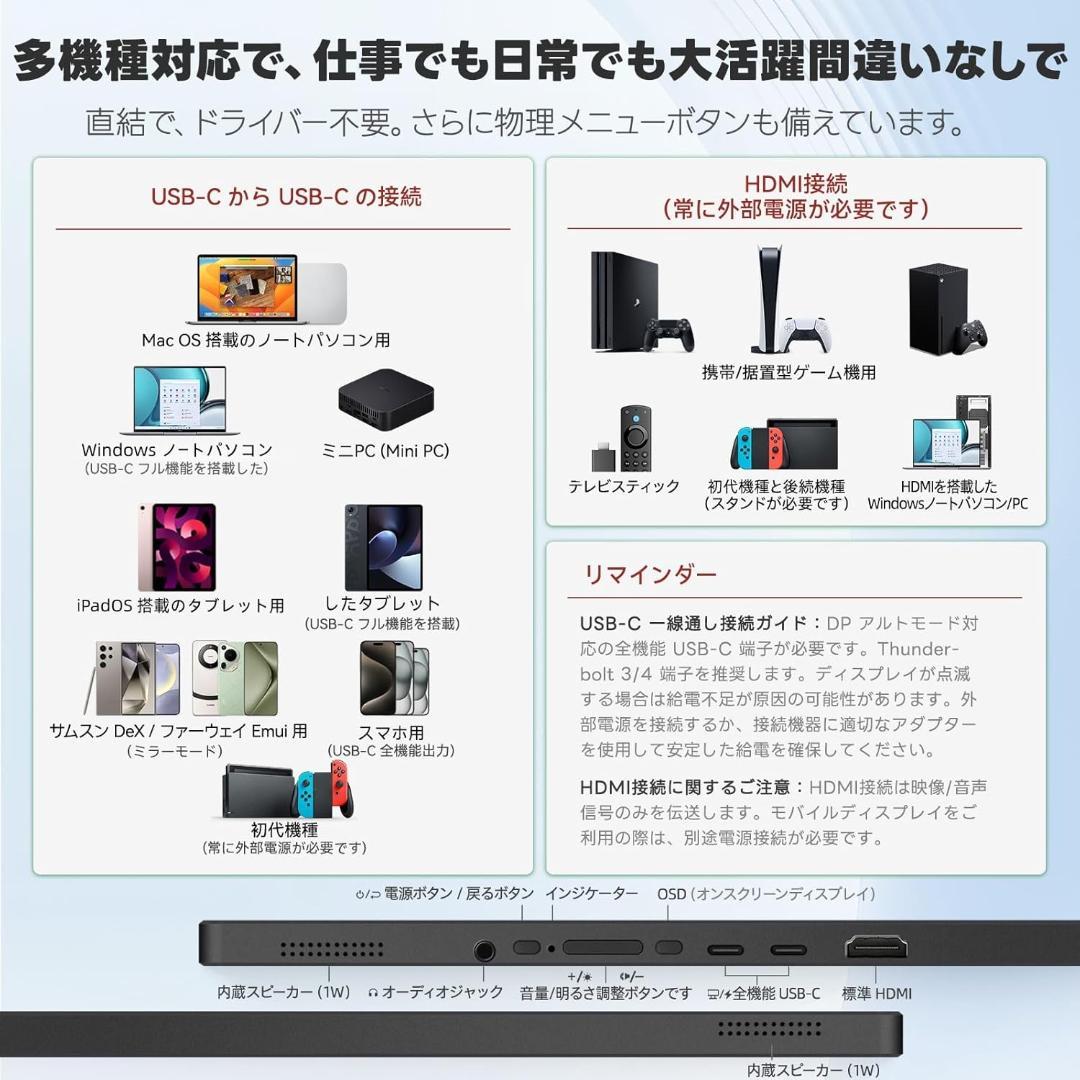 2025年新製品 Intehill モバイルモニター 14インチ F14ZA