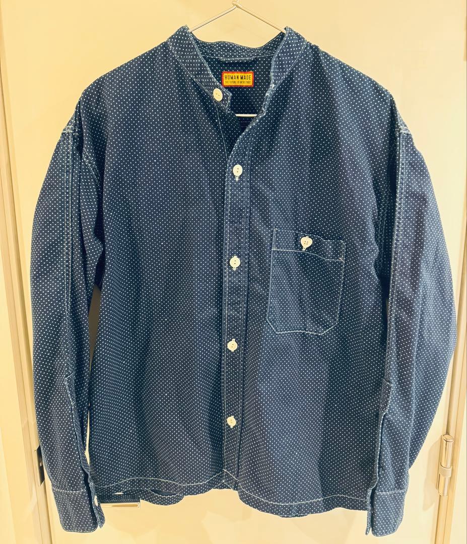 トップス HUMAN MADE INDIGO STAND COLLAR SHIRT
