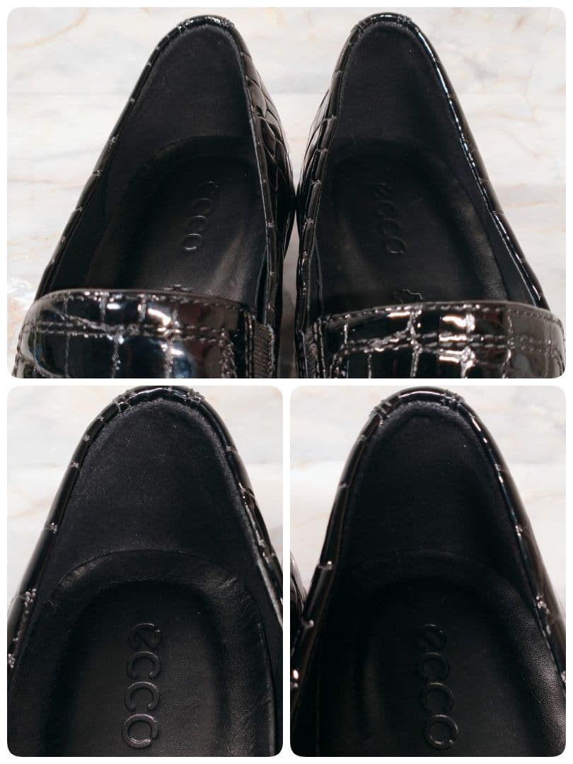 ECCO Felicia クロコ型押し 本革 エナメル ローファー 38