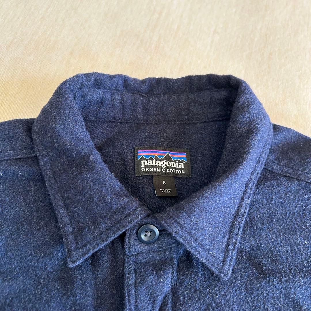 パタゴニア　オーガニックコットン　フランネルシャツ　Sサイズ　ネイビー