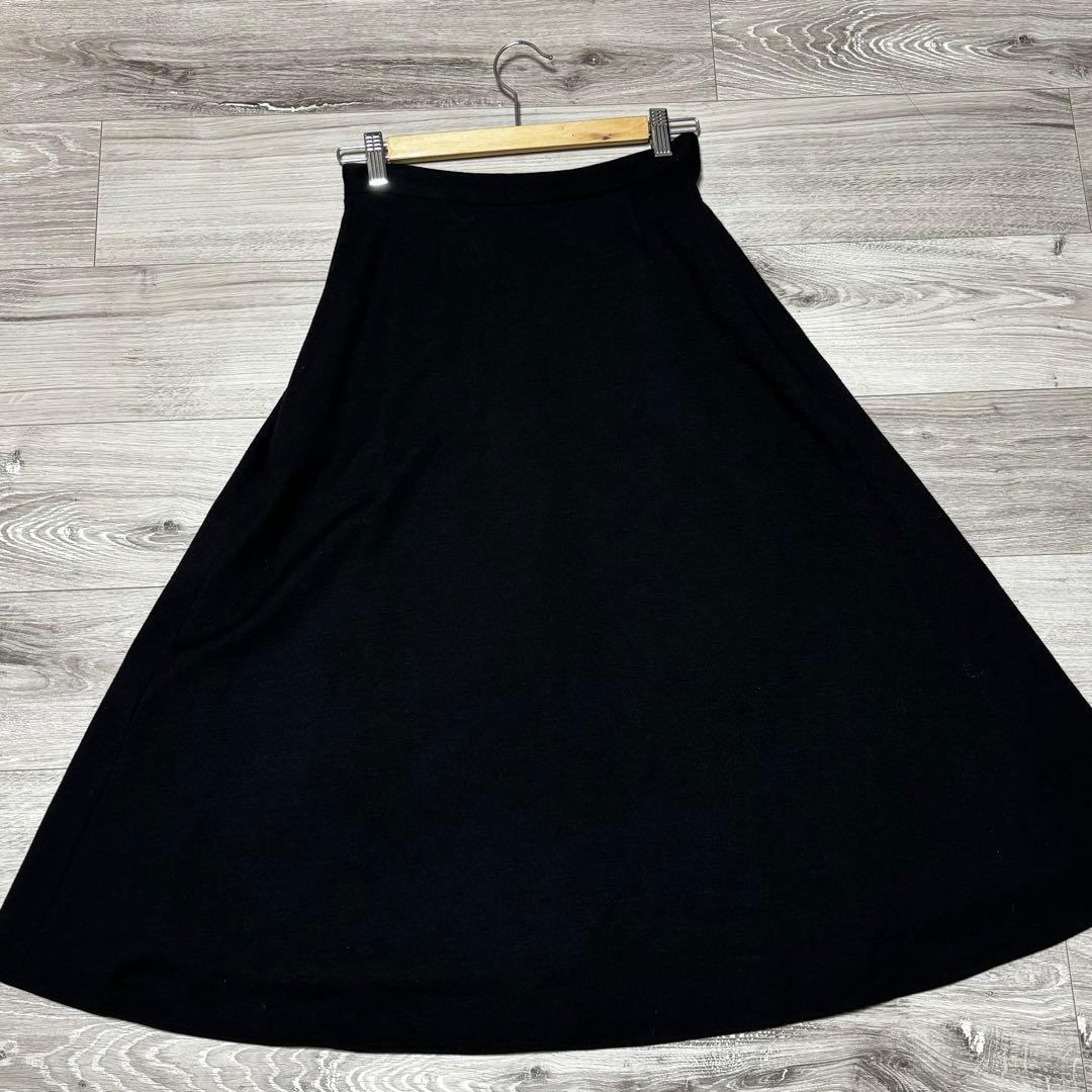 theory luxeセオリー黒ブラック フレアスカート ウールスカートSサイズ