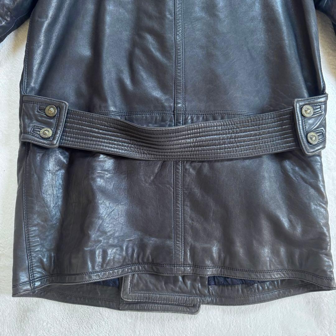 GIANNI VERSACE レザートレンチコート ダブル ロング丈　メデューサ