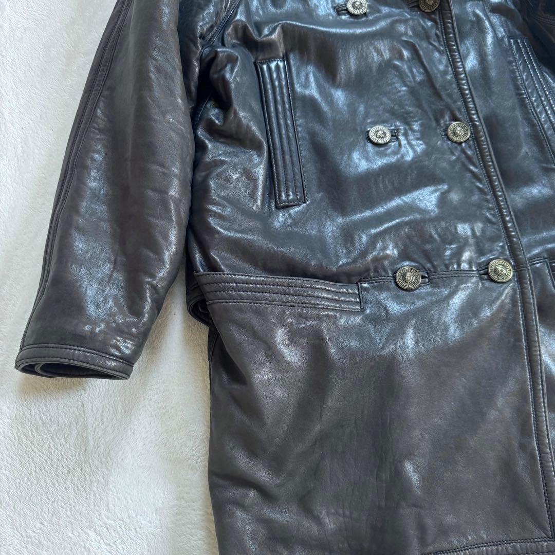 GIANNI VERSACE レザートレンチコート ダブル ロング丈　メデューサ
