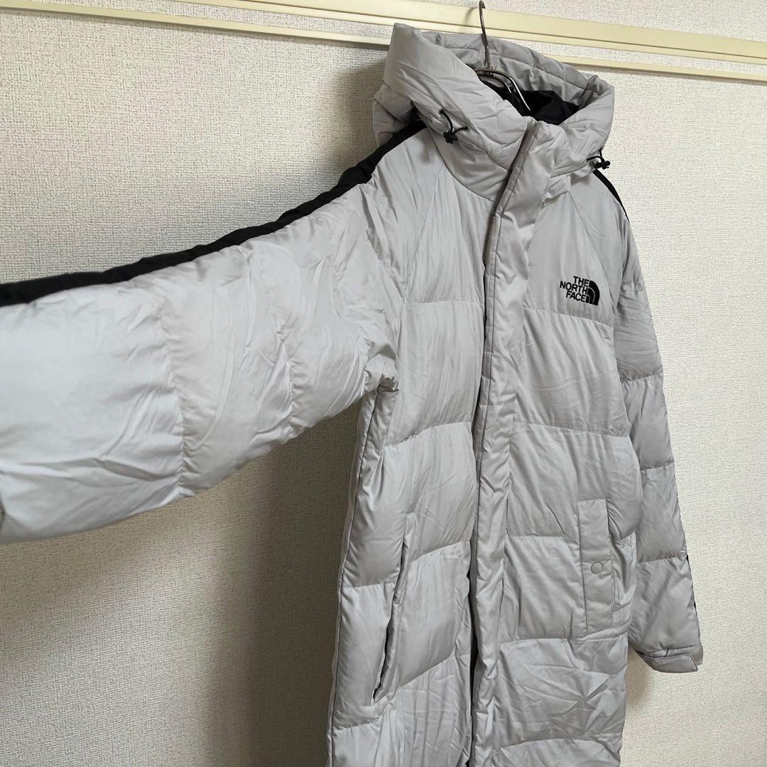 ノースフェイス】中綿ロングコート　Tball　グレー　刺繍　デカロゴ　肩ロゴ３K