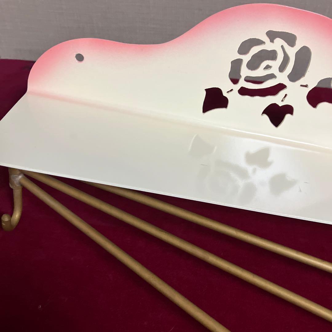 マニー　ローズ　薔薇　アイアン　キッチン　クロス　ふきん　掛け　ホルダー　棚