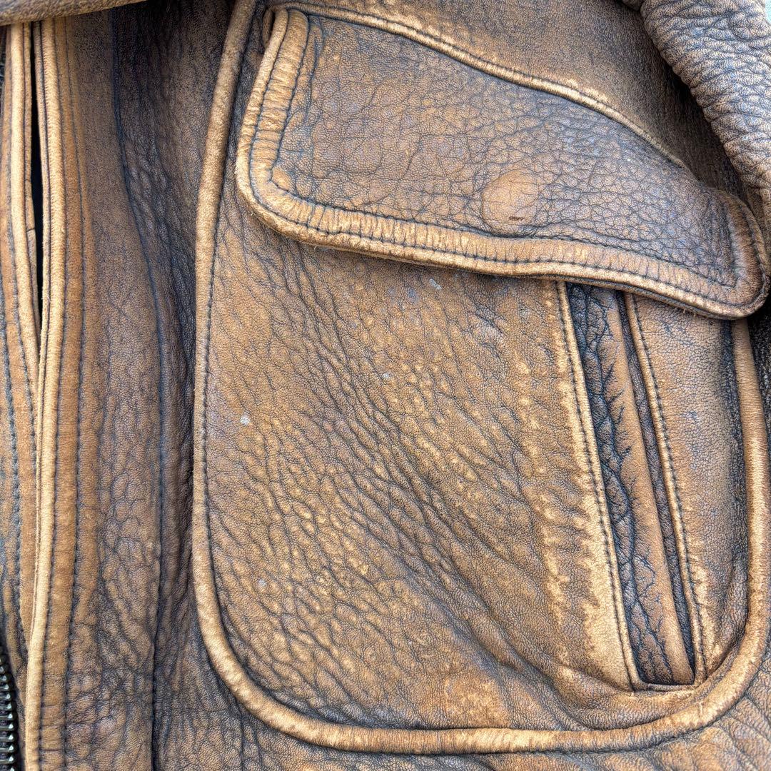 90'svintage レザーブルゾン ブラウン 短丈 ボアライナー アメカジ