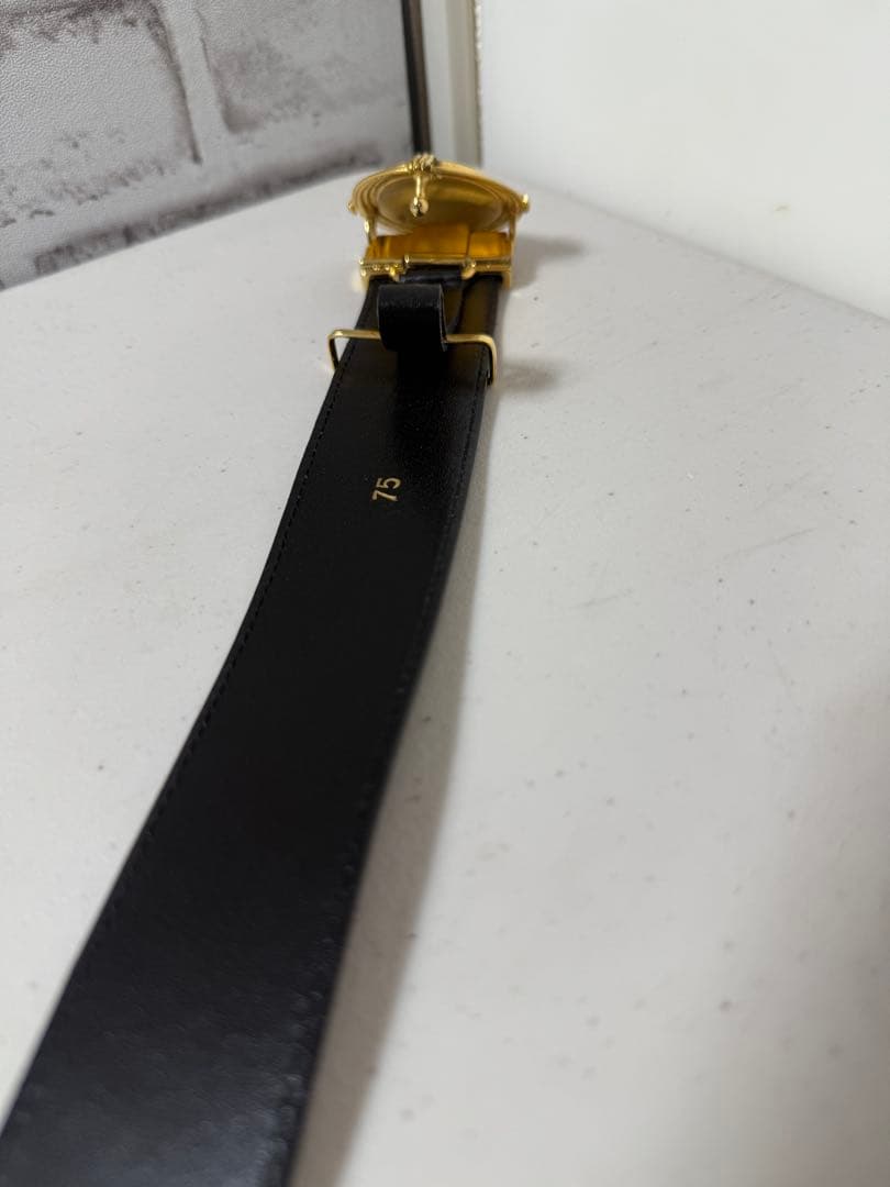 CELNE セリーヌ　ブラックスエードベルト 金色バックル