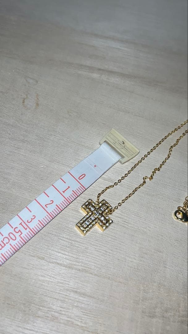 ゴールド クロスモチーフ ネックレス　ペンダント小　50cm