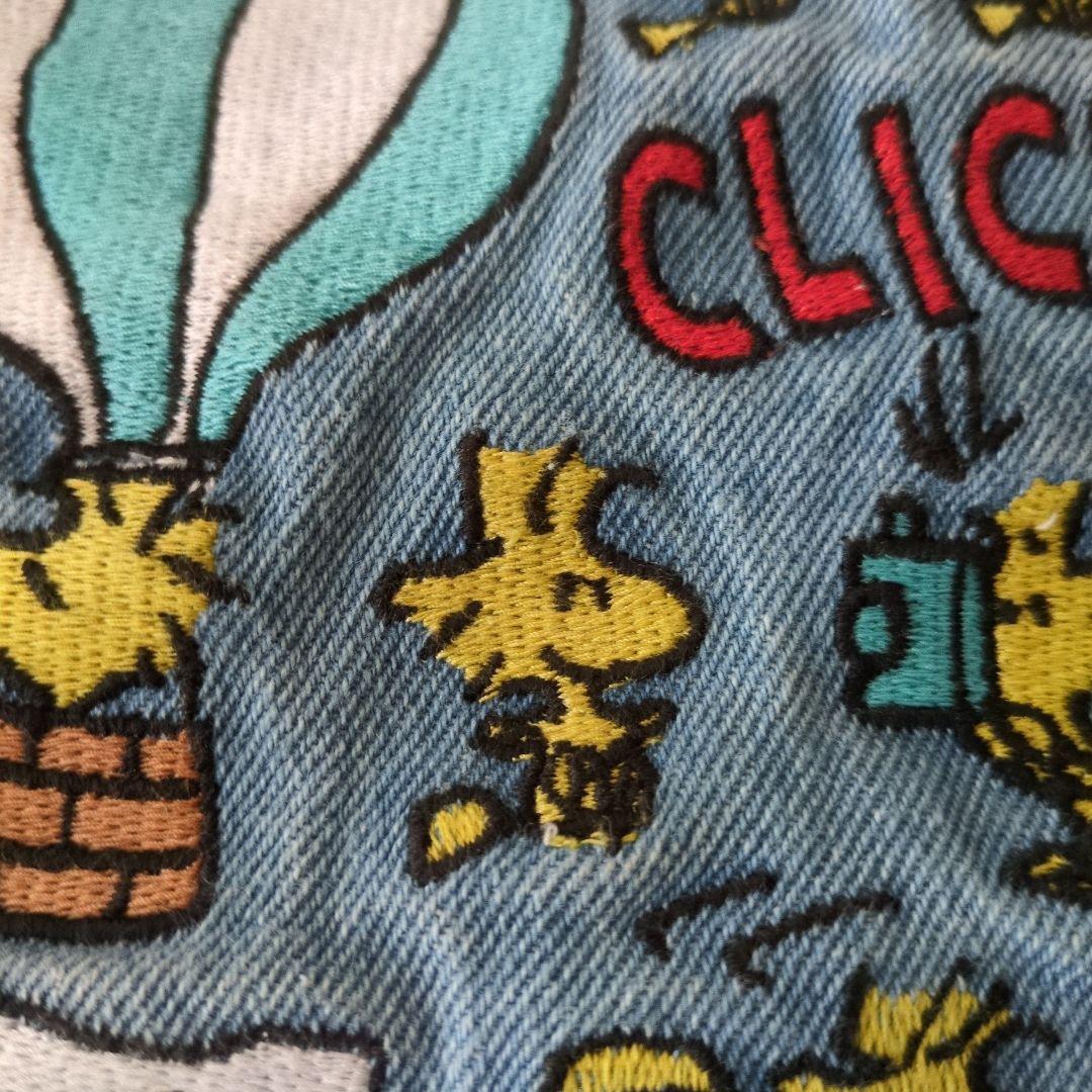 ③【新品】スヌーピー 刺繍デニムビッグバッグ (ウッドストック75周年)