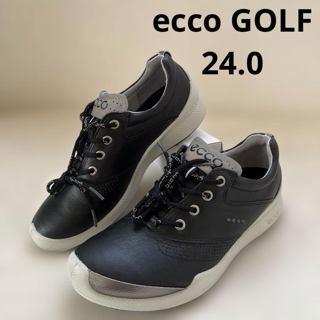未使用✨ECCO エコー ゴルフシューズ　バイオム24cm 黒 レザー