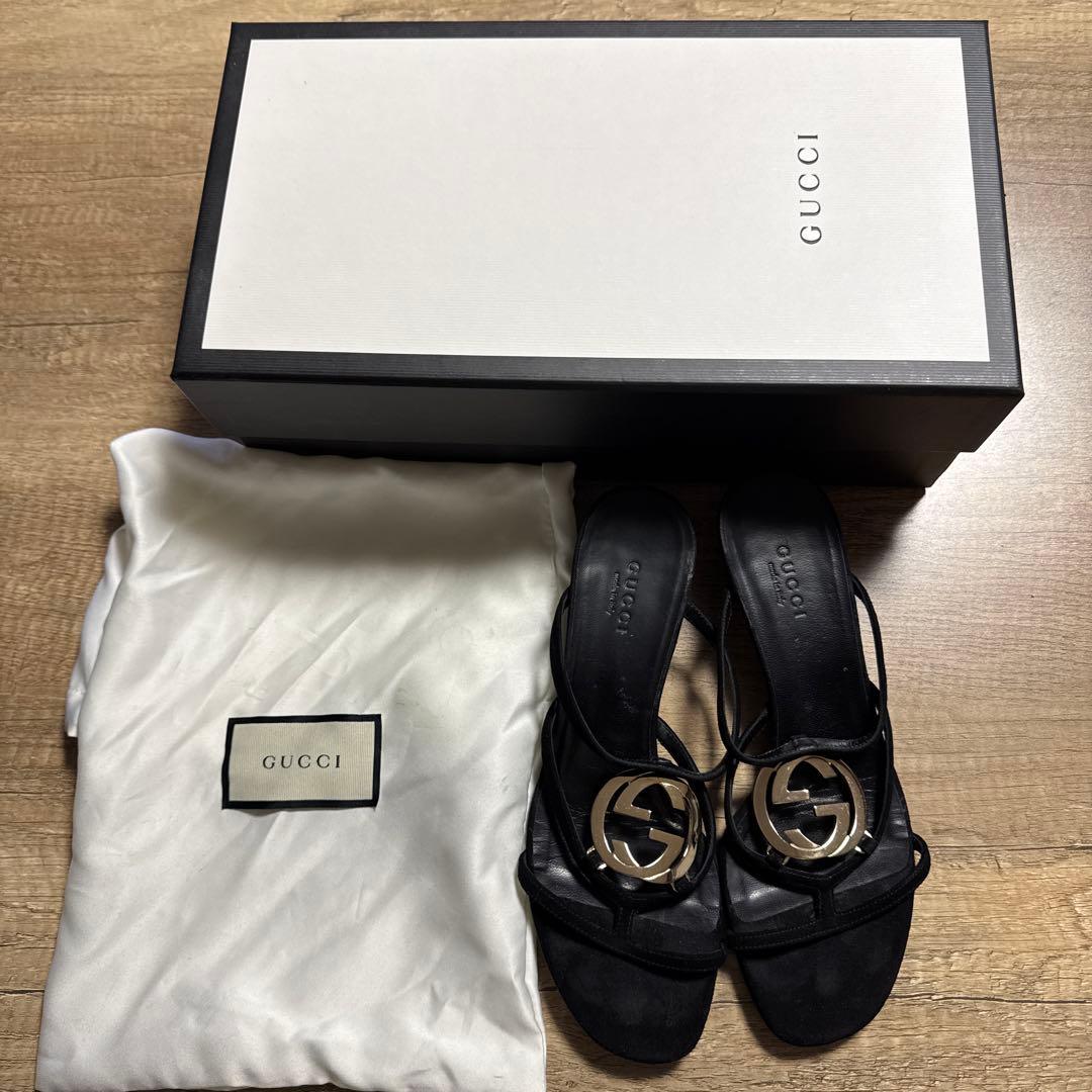 グッチGUCCI 黒　ミュールサンダル　35２\1