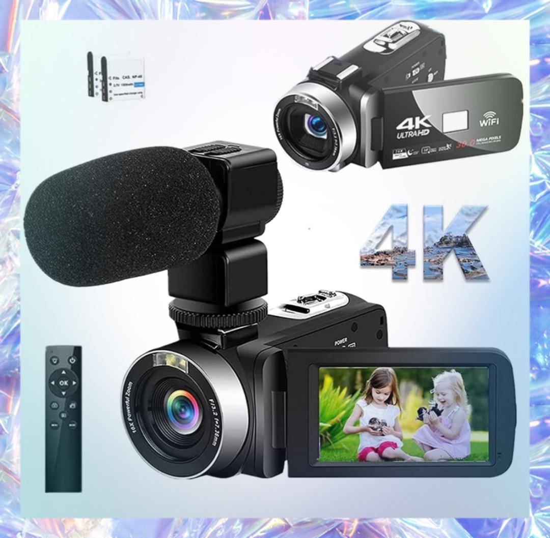 ビデオカメラ 4K 高画質 5600万画素 YouTubeカメラ WiFi機能