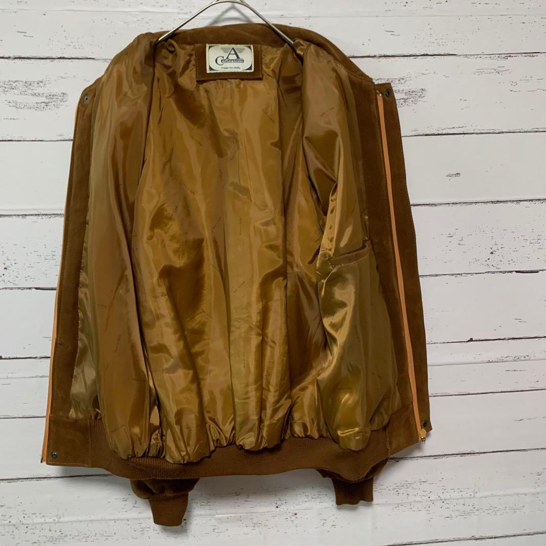 【7ahk】スエードレザーブルゾンジャケットvintage イタリア製