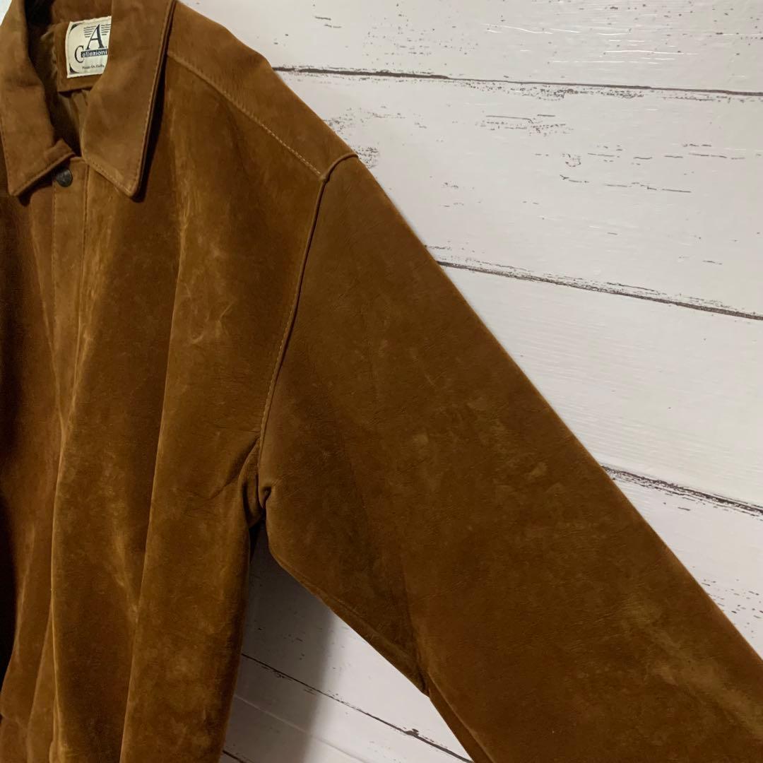 【7ahk】スエードレザーブルゾンジャケットvintage イタリア製