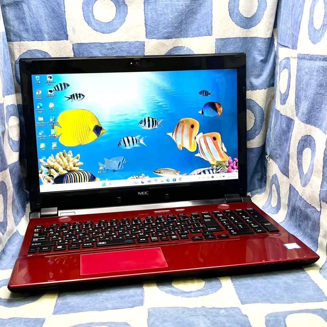 サクサク快適SSD☆大人気赤ノートパソコン♪カメラ&ブルーレイ搭載！Win11