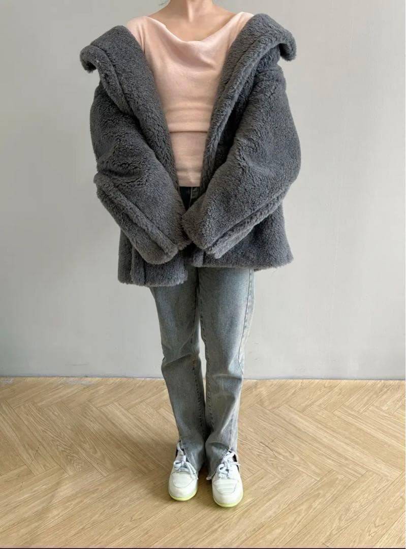 新型最新作❗️新品未使用 ベアショート丈 テディコート グレー