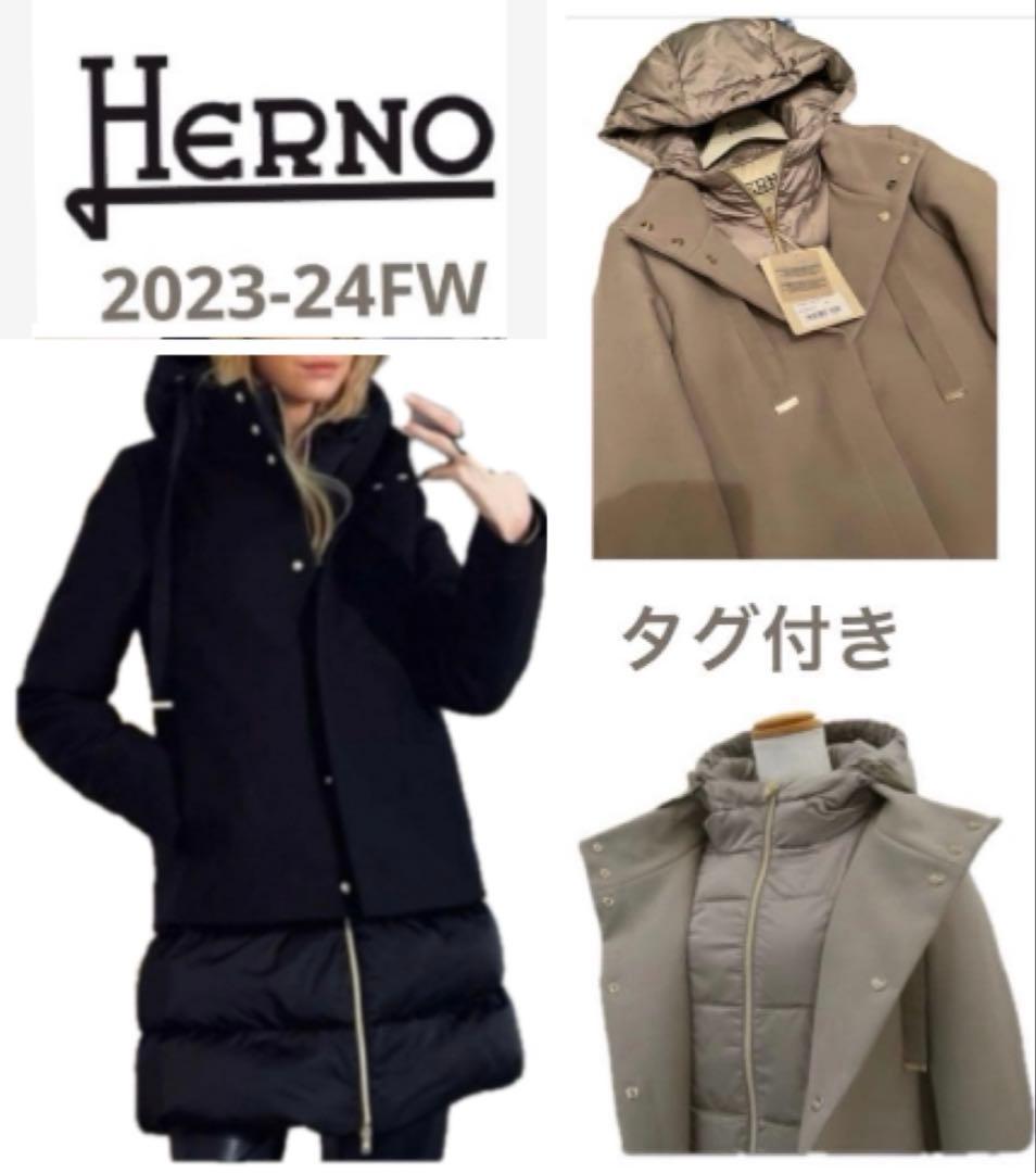 【A】☆ヘルノHERNO切替Aラインダウンコートジャケット
