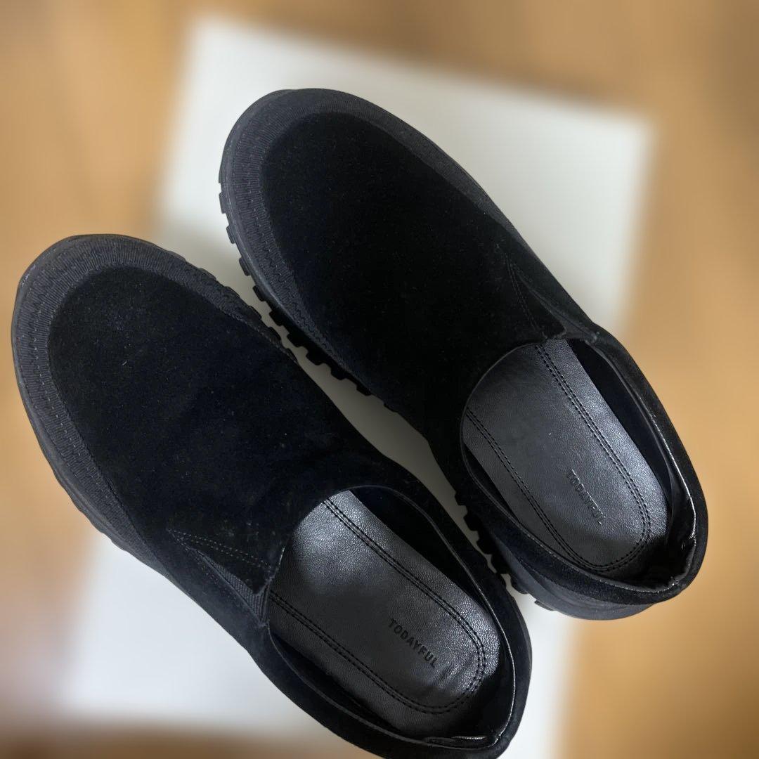 todayful トゥデイフルビブラムソール　レザーサボ　ブラック