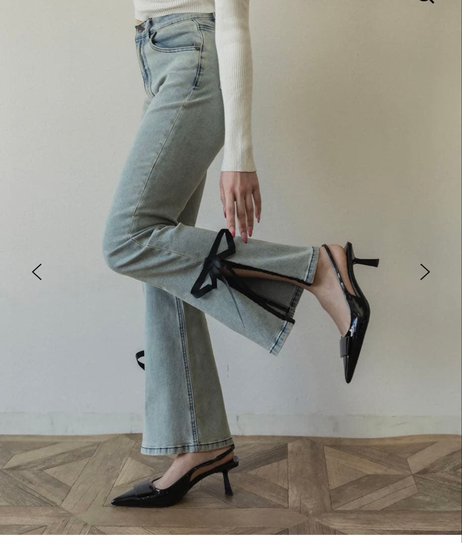 パンツ RANCLIC side slit denim ribbon pants