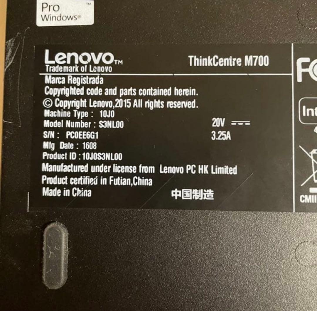 Windowsデスクトップ Lenovo M700 Tiny Core i5 6400 12GB 256GB