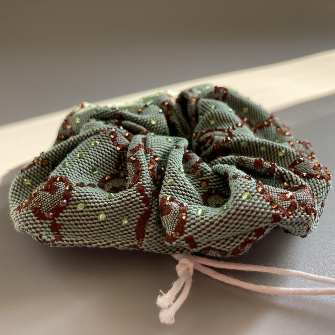 希少 新品 未使用 GUCCI グッチ シュシュ ヘアゴム GG ラインストーン
