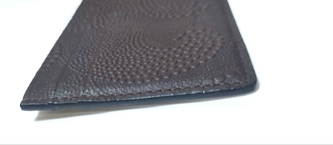 極美品　ティファニー ウェーブエンボス レザー カードケース 茶　箱無し