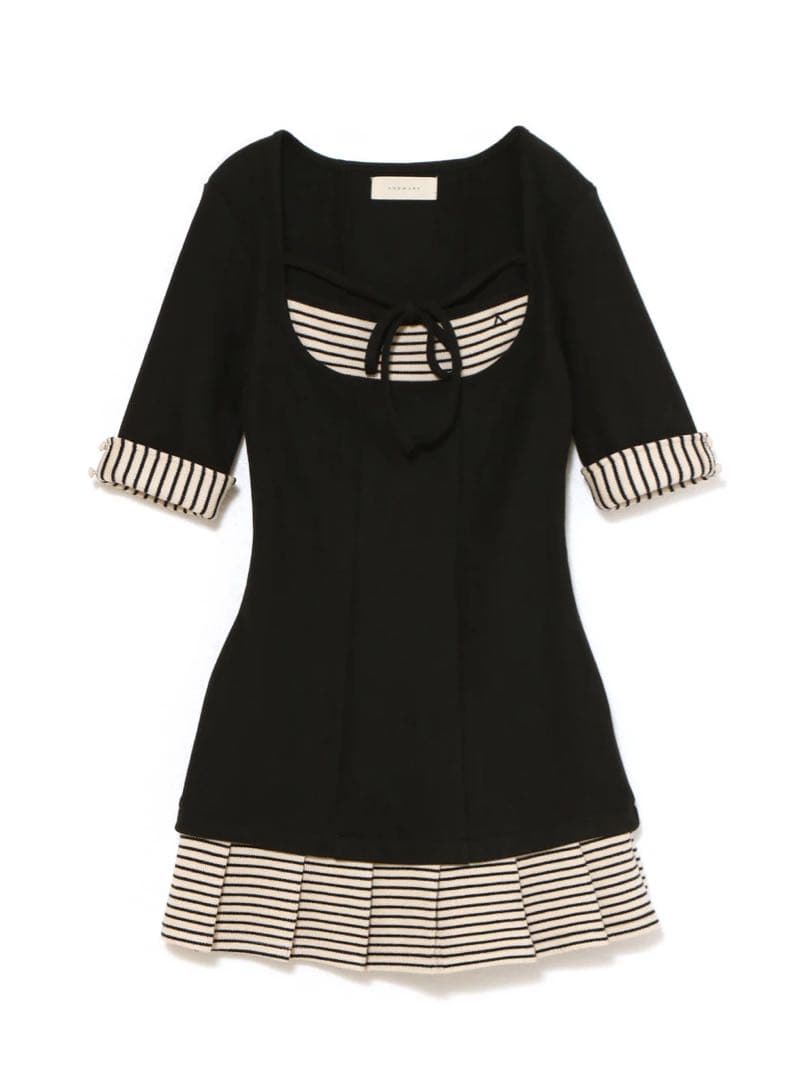 ワンピース andmary Aiden pleats mini dress black