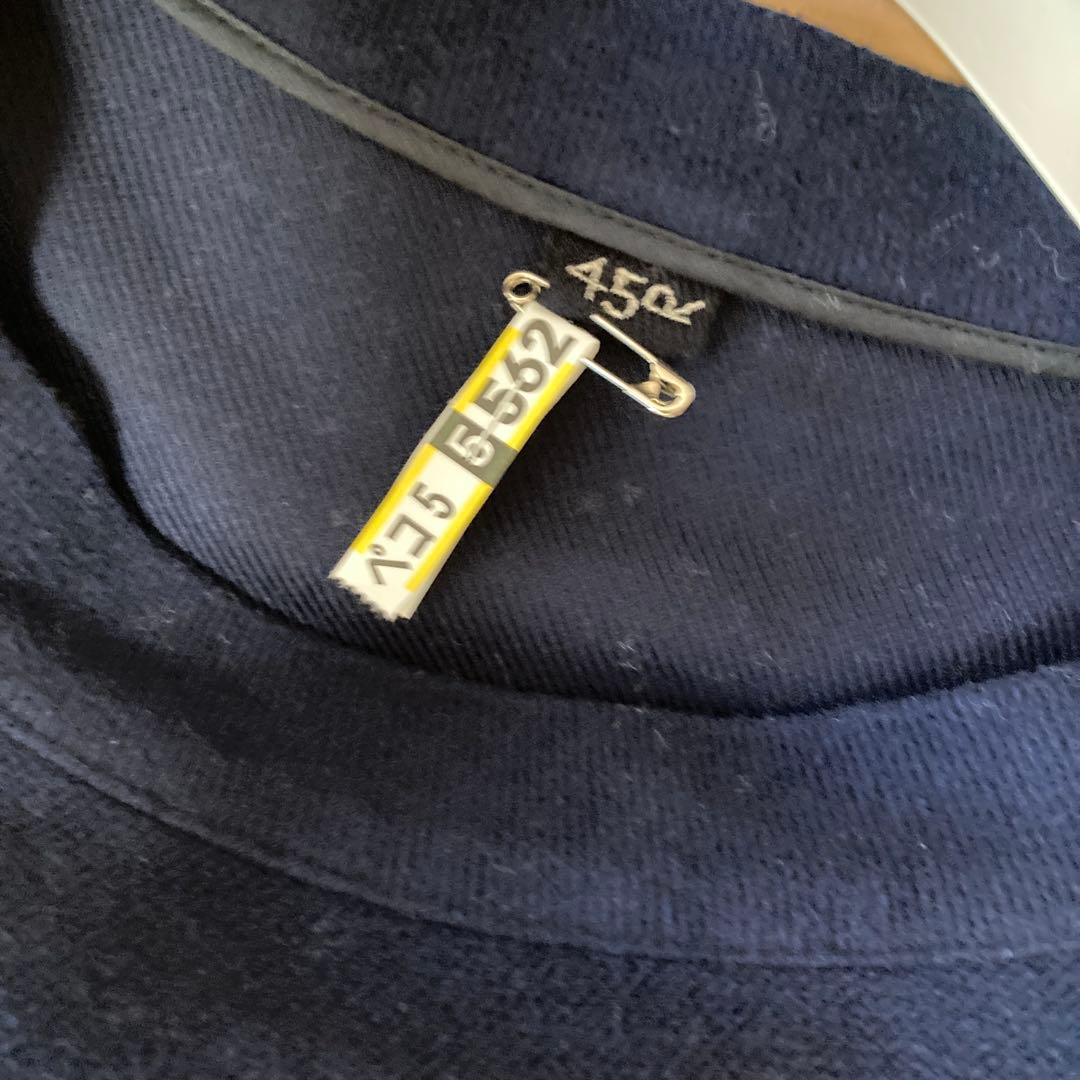 45rコットン素材ネイビー 膝丈ワンピース