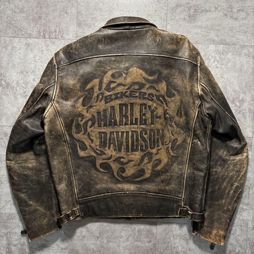 幻級　90s Harley-Davidson 3Dエンボス　フレイムパターン