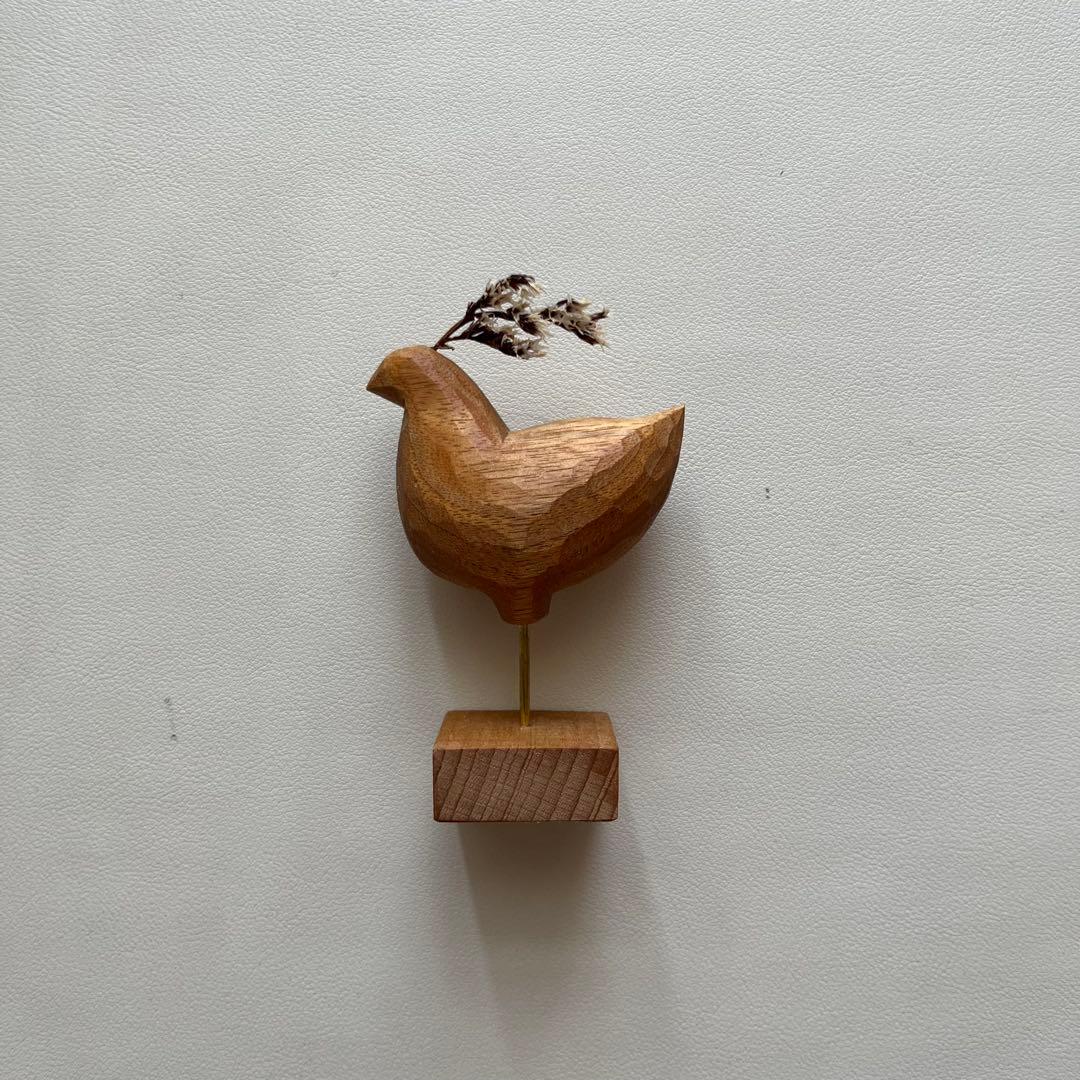 苔むす木工 オブジェ とり