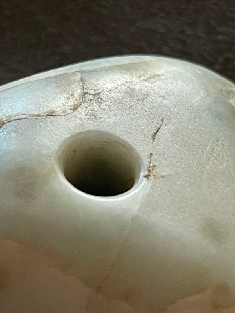 縄文期 翡翠製 緒締め玉形大珠　出土品　糸魚川翡翠