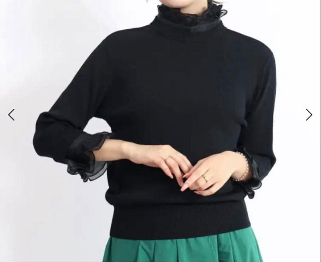 FENNEL フリル付きニットトップス　黒