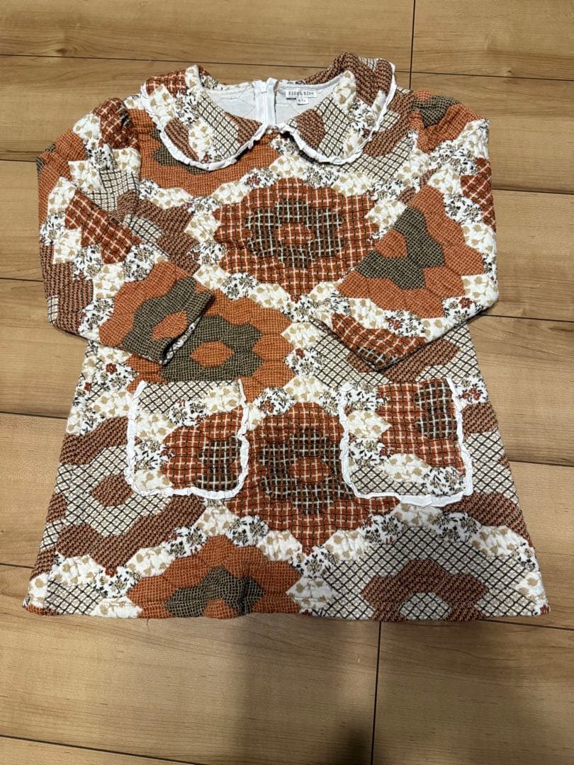 FISH&KIDS 6-7y 長袖ワンピース　パッチワーク