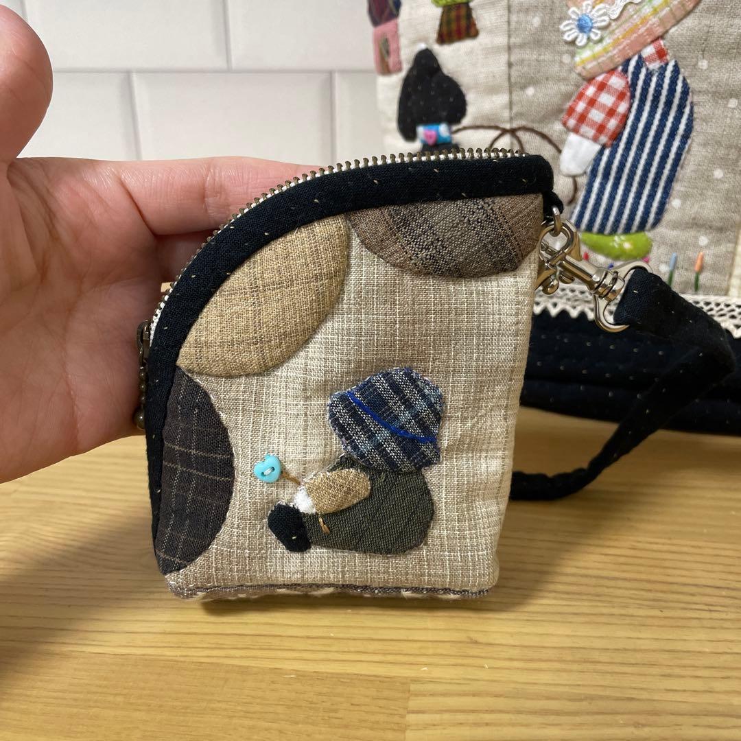 スーちゃんビリーくんポーチ付きトートバッグ　パッチワーク　レディース　先染め