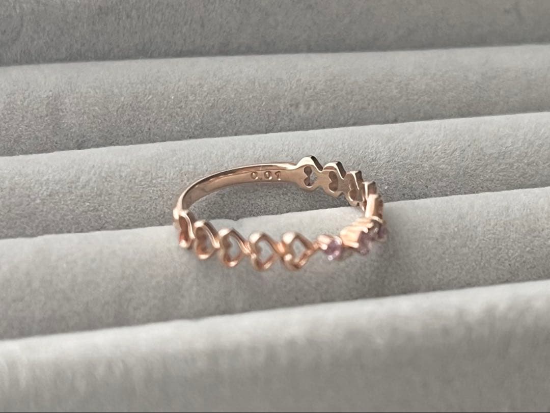 最終k10PGピンクサファイアハートモチーフリング