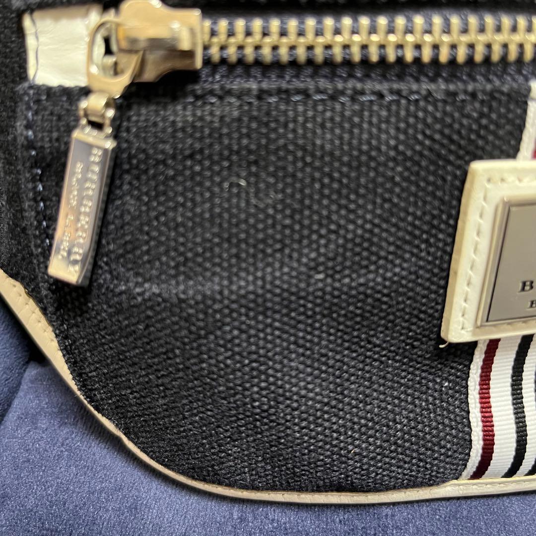 美品★バーバリー ブラックレーベル キャンバス レザー ウエストポーチ