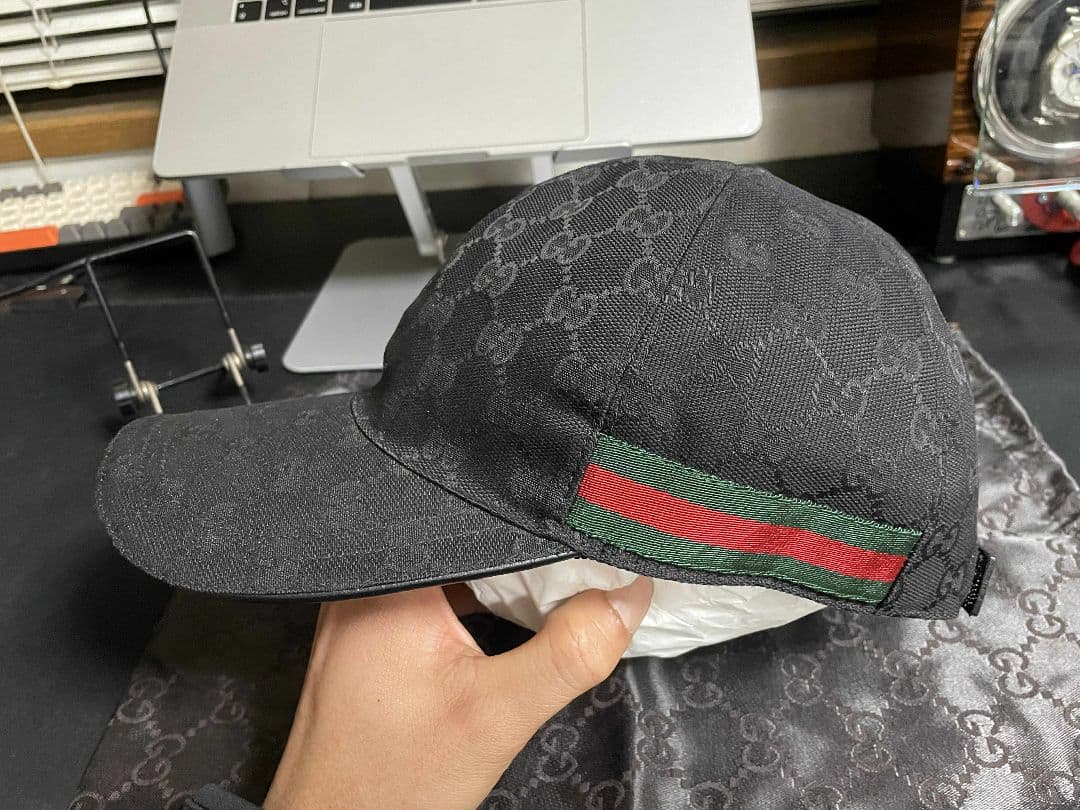 Gucci ブラック GGパターン ベースボールキャップ size M