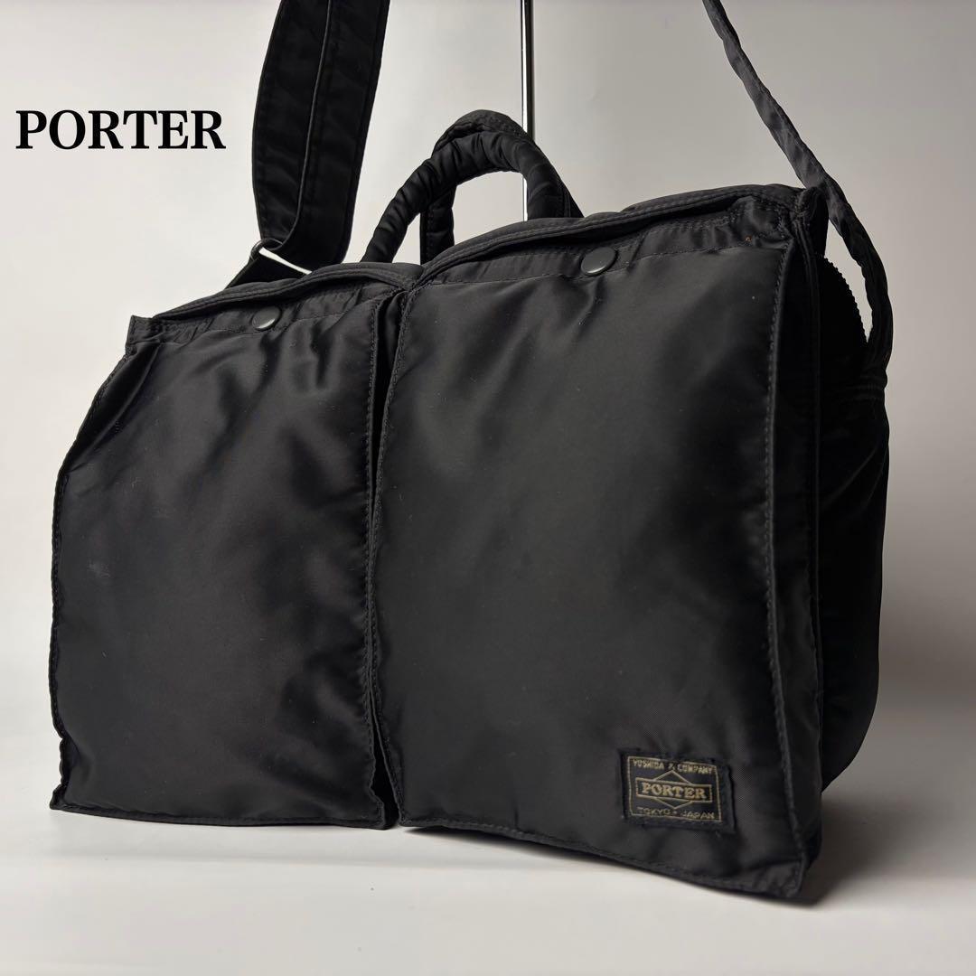 ポーター タンカー ヘルメットバッグ フラップ 2way ブラック大容量