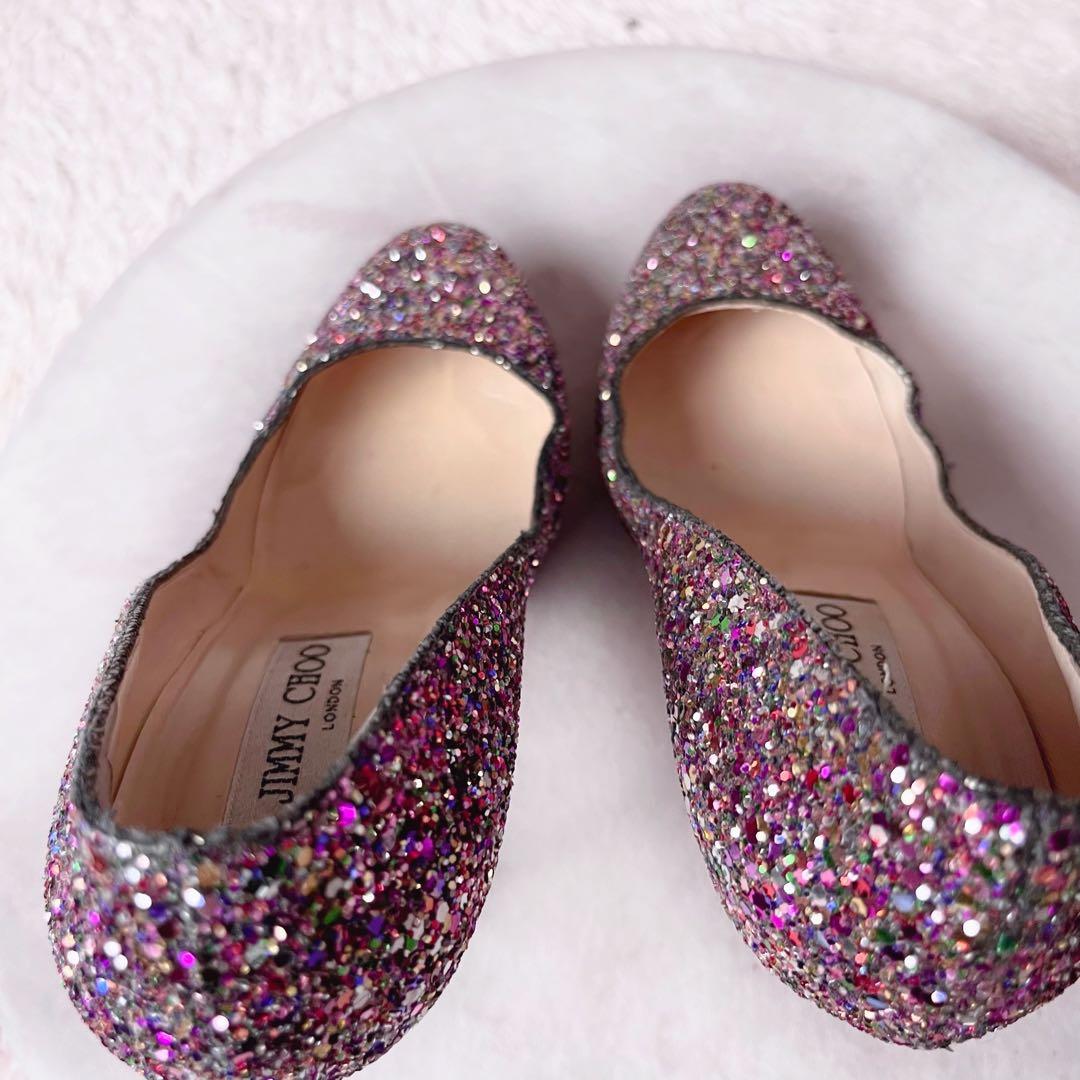 ジミーチュウ ラメ グリッター パンプス ハイヒール ピンク 24cm 37